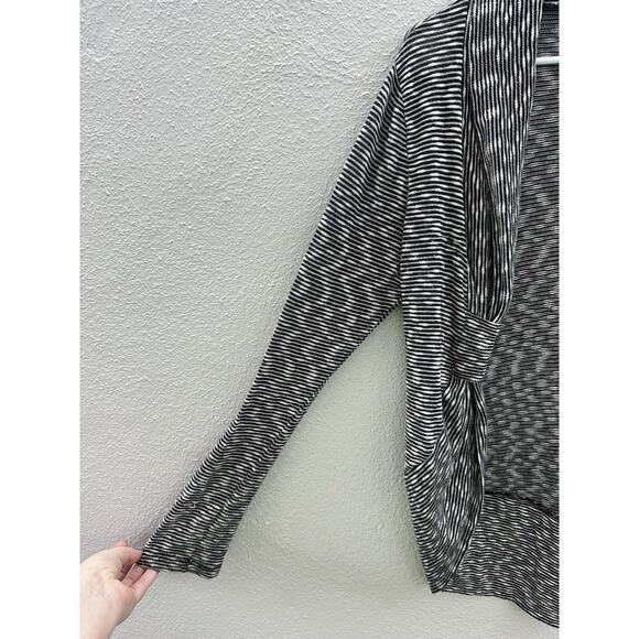 Poetry Womens Cardigan Size Large Black Striped Long Sleeve Open Front - Picture 3 of 10